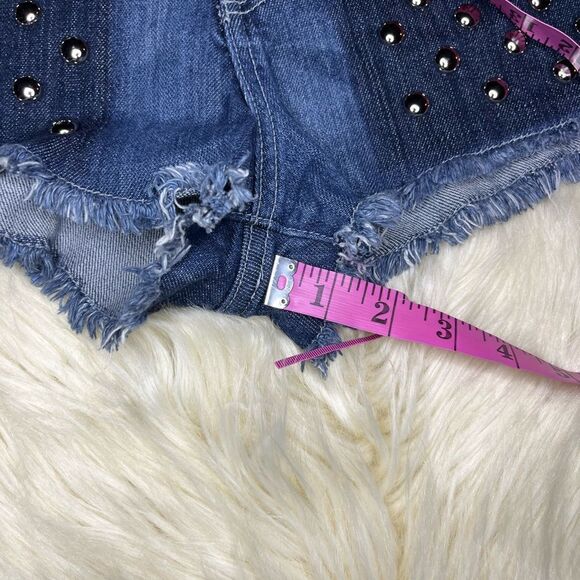 Carmar denim short shorts high waisted studded frayed hem  sz 29 - Picture 6 of 7